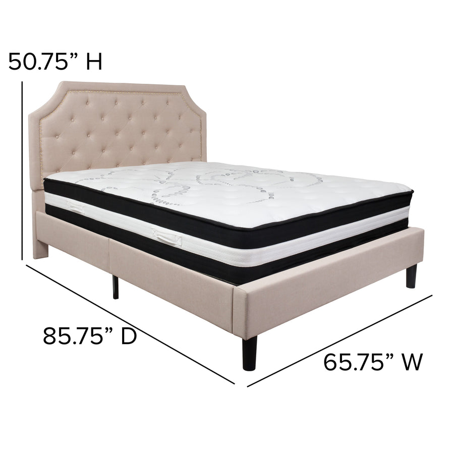 Brighton Arched Tufted Upholstered Platform Bed and Pocket Spring Mattress