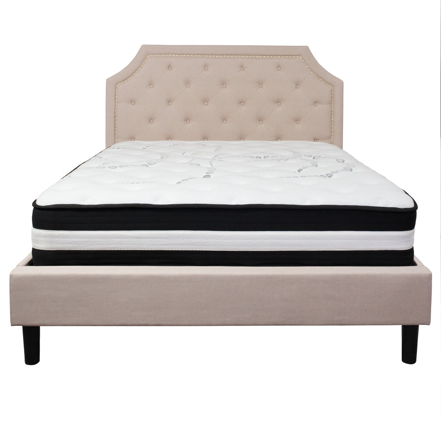 Brighton Arched Tufted Upholstered Platform Bed and Pocket Spring Mattress