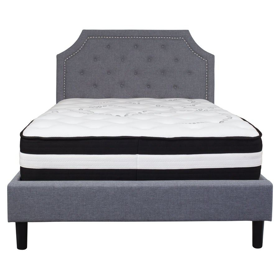 Brighton Arched Tufted Upholstered Platform Bed and Pocket Spring Mattress
