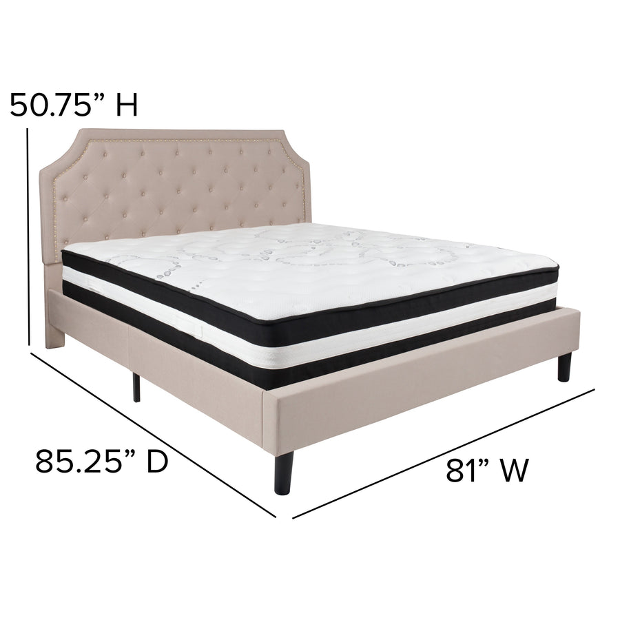 Brighton Arched Tufted Upholstered Platform Bed and Pocket Spring Mattress
