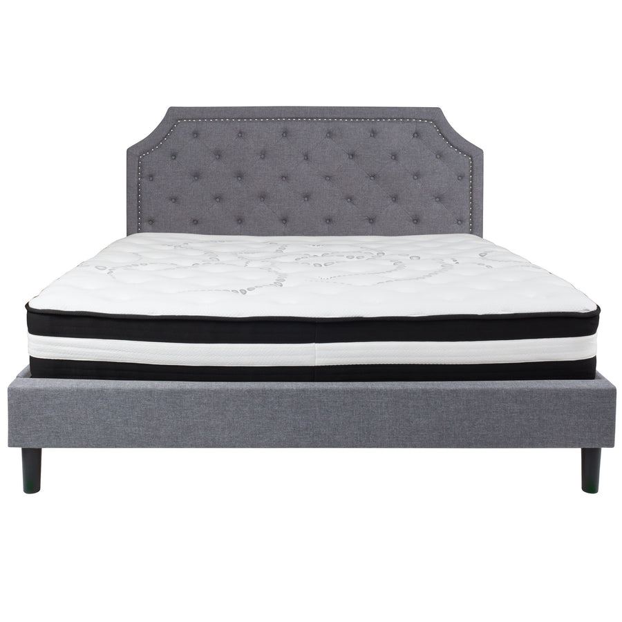 Brighton Arched Tufted Upholstered Platform Bed and Pocket Spring Mattress
