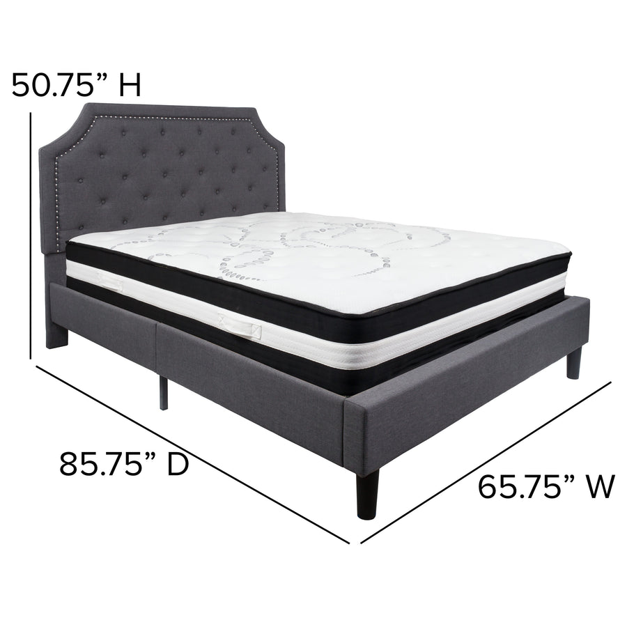 Brighton Arched Tufted Upholstered Platform Bed and Pocket Spring Mattress