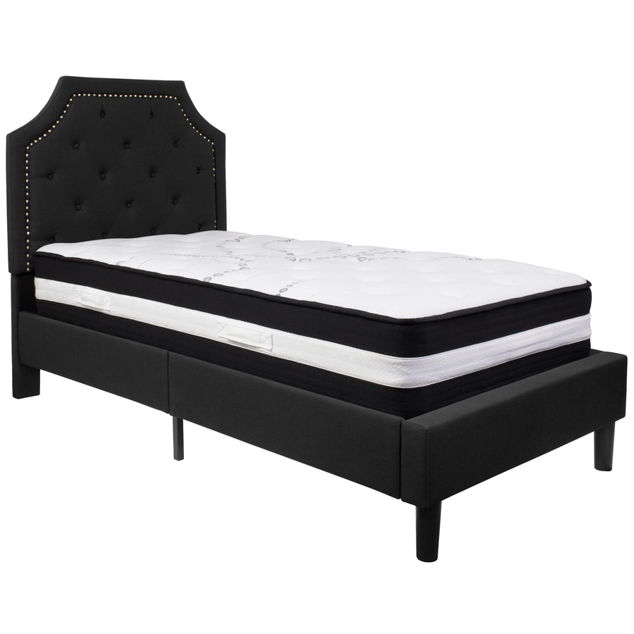 Brighton Arched Tufted Upholstered Platform Bed and Pocket Spring Mattress
