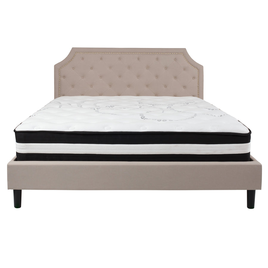 Brighton Arched Tufted Upholstered Platform Bed and Pocket Spring Mattress