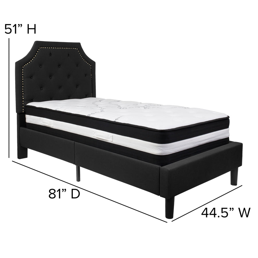 Brighton Arched Tufted Upholstered Platform Bed and Pocket Spring Mattress
