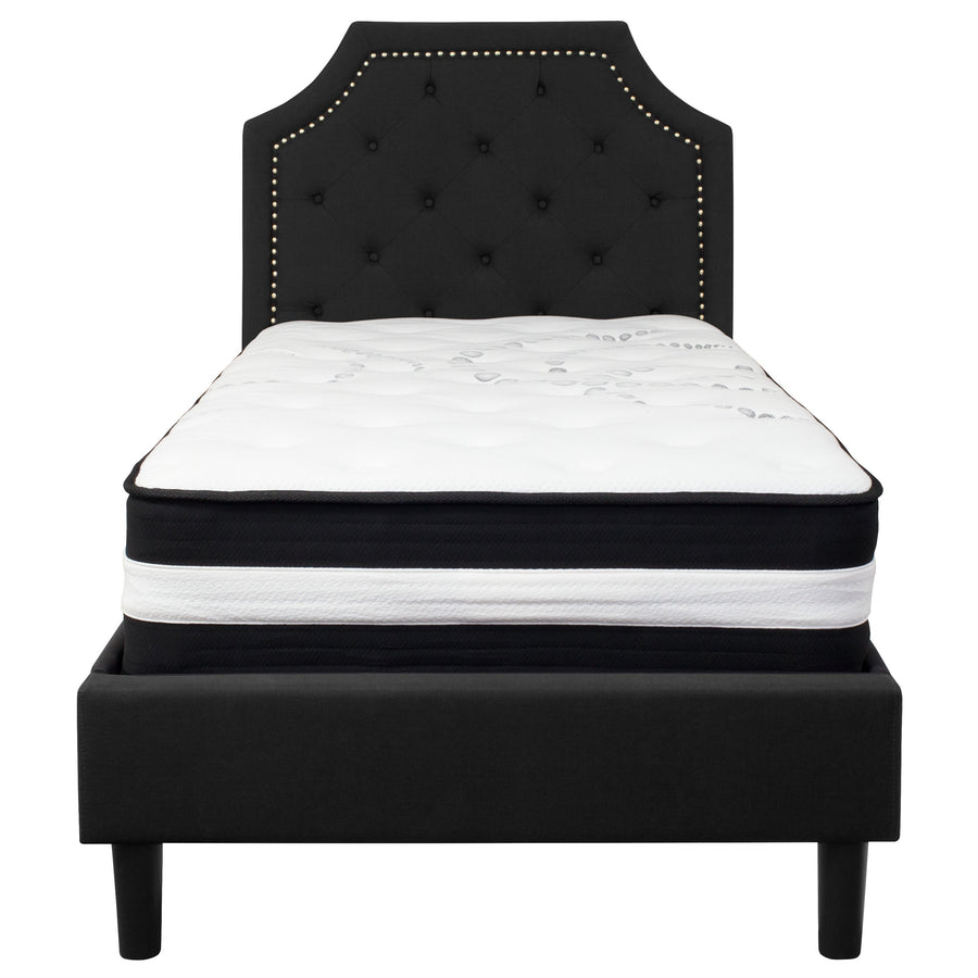 Brighton Arched Tufted Upholstered Platform Bed and Pocket Spring Mattress
