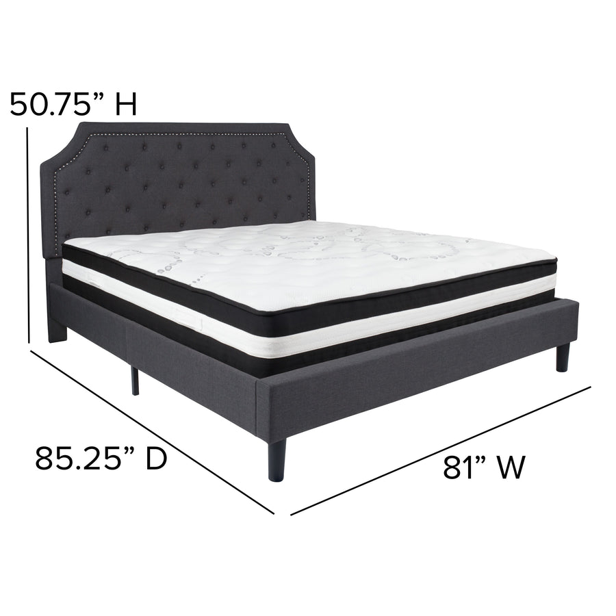 Brighton Arched Tufted Upholstered Platform Bed and Pocket Spring Mattress
