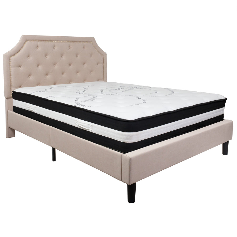 Brighton Arched Tufted Upholstered Platform Bed and Pocket Spring Mattress