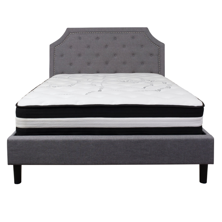 Brighton Arched Tufted Upholstered Platform Bed and Pocket Spring Mattress