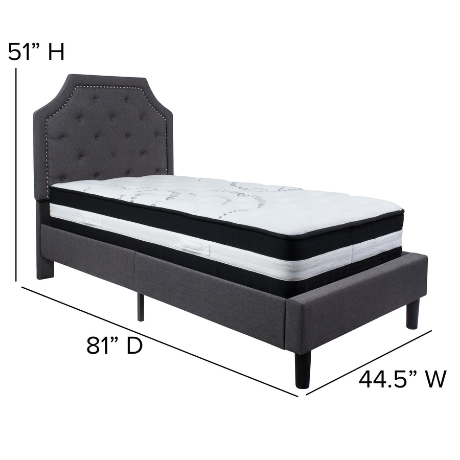 Brighton Arched Tufted Upholstered Platform Bed and Pocket Spring Mattress