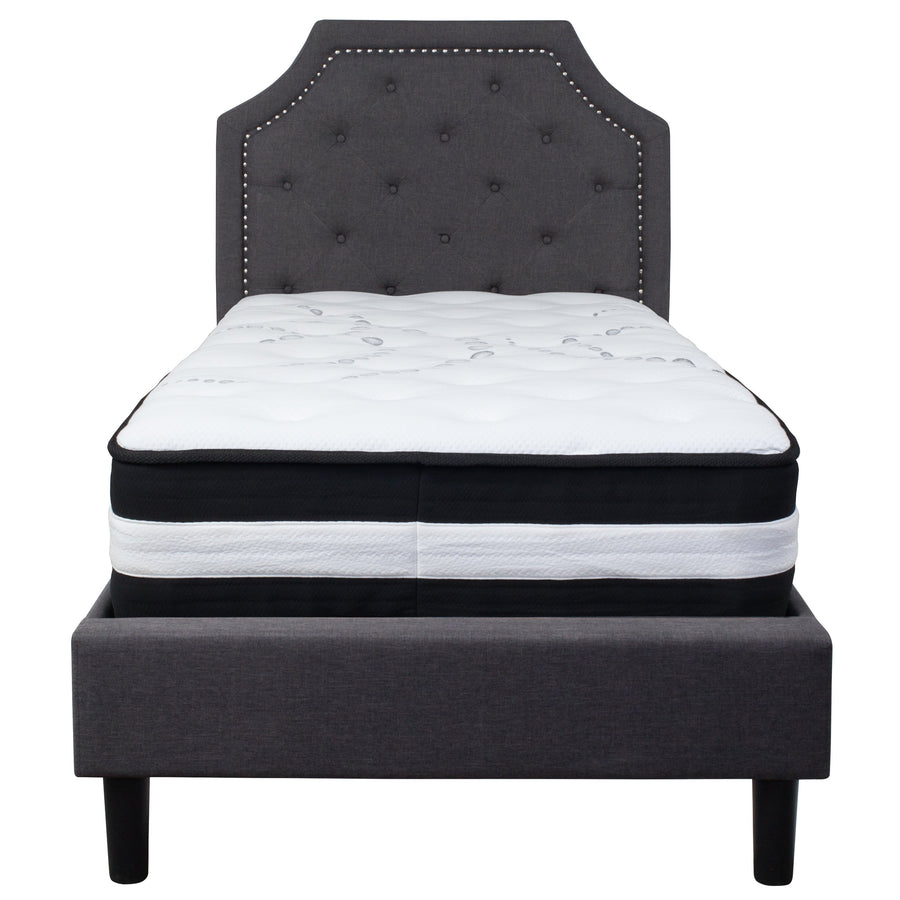 Brighton Arched Tufted Upholstered Platform Bed and Pocket Spring Mattress