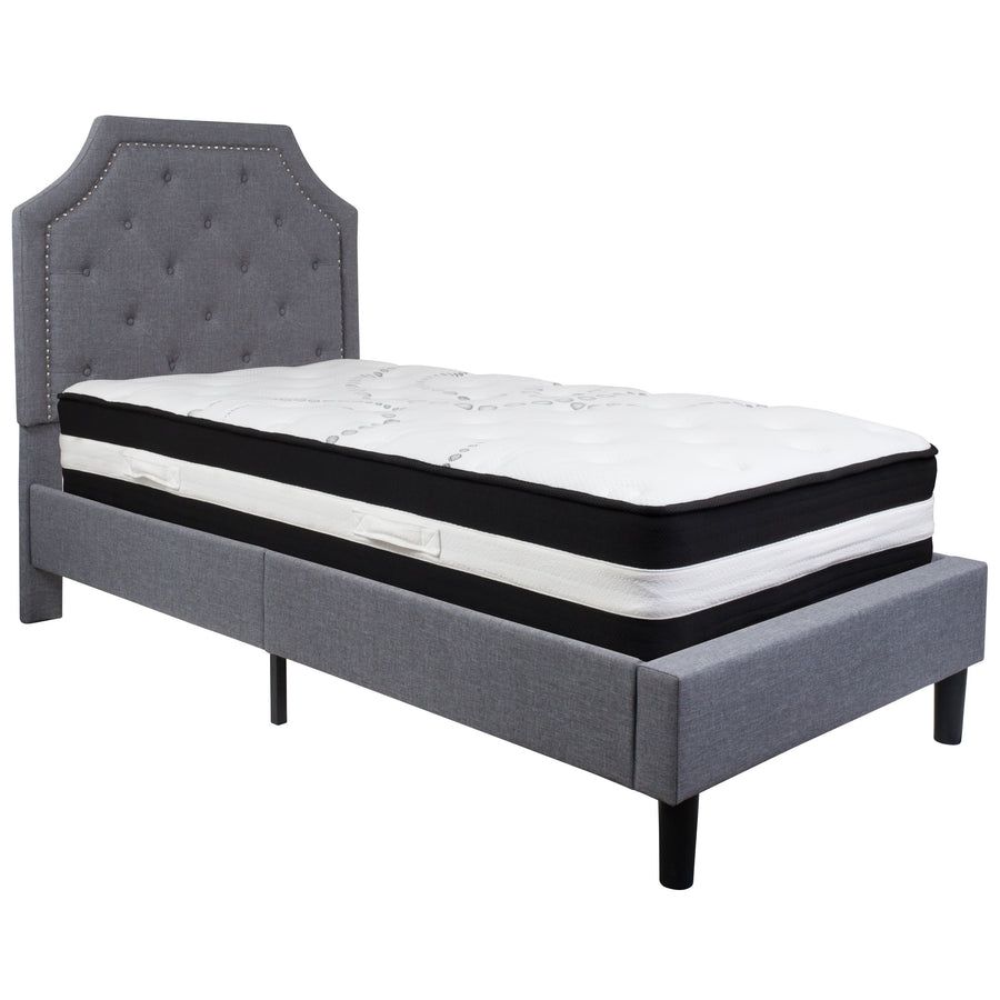 Brighton Arched Tufted Upholstered Platform Bed and Pocket Spring Mattress