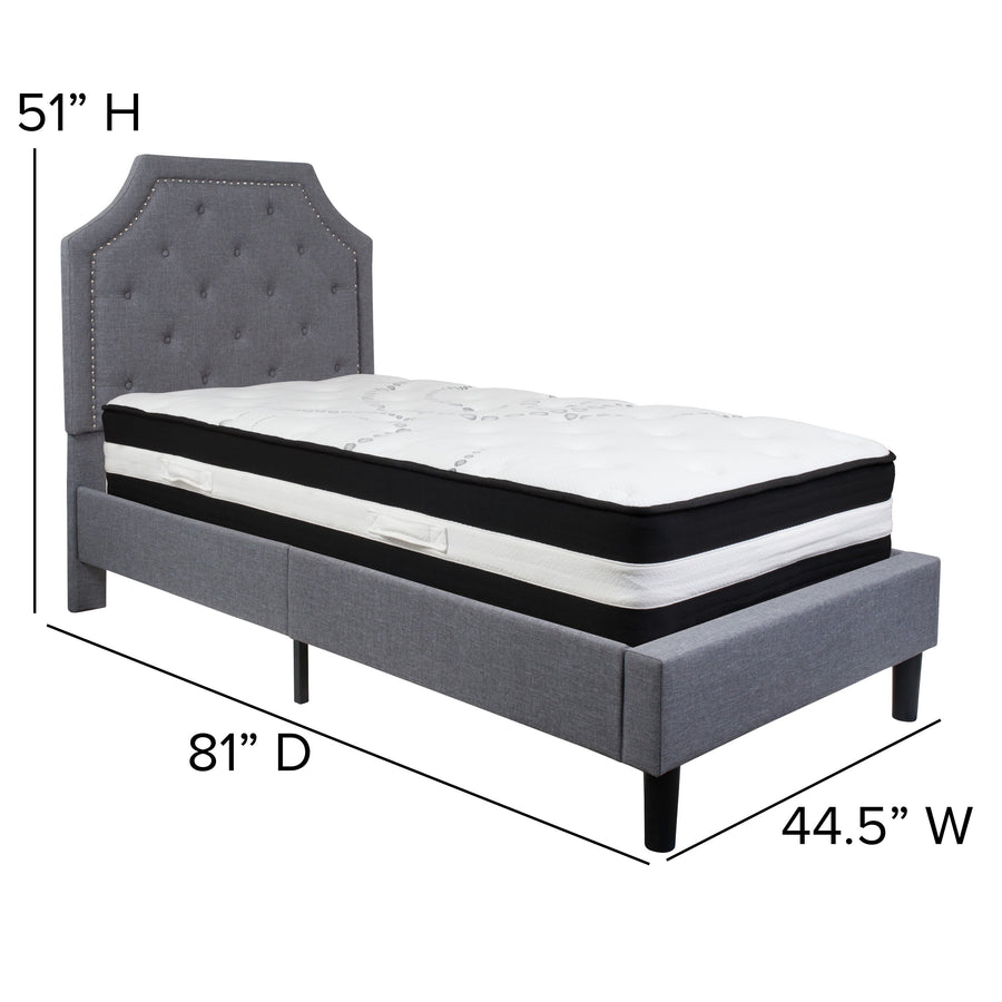 Brighton Arched Tufted Upholstered Platform Bed and Pocket Spring Mattress