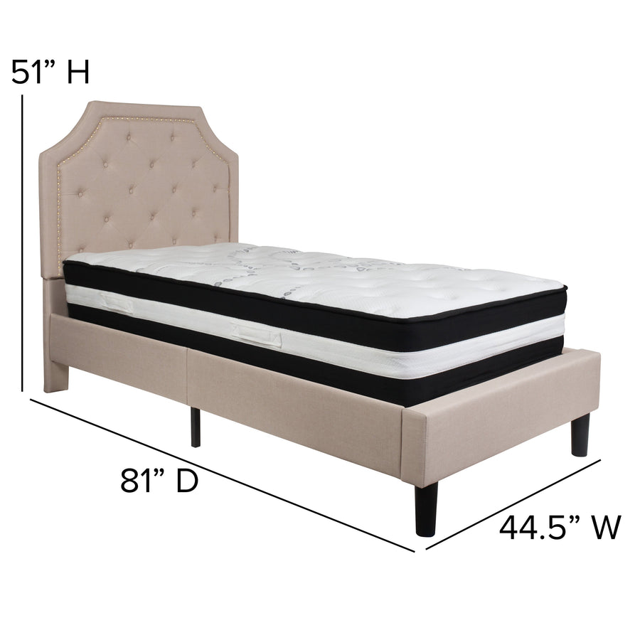 Brighton Arched Tufted Upholstered Platform Bed and Pocket Spring Mattress