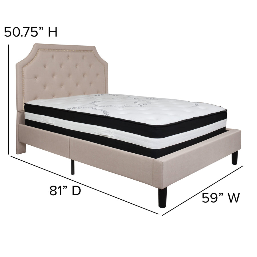 Brighton Arched Tufted Upholstered Platform Bed and Pocket Spring Mattress