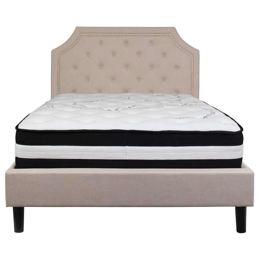 Brighton Arched Tufted Upholstered Platform Bed and Pocket Spring Mattress