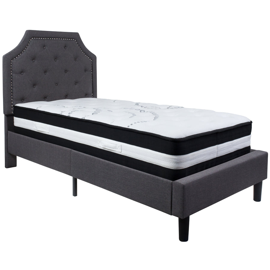 Brighton Arched Tufted Upholstered Platform Bed and Pocket Spring Mattress