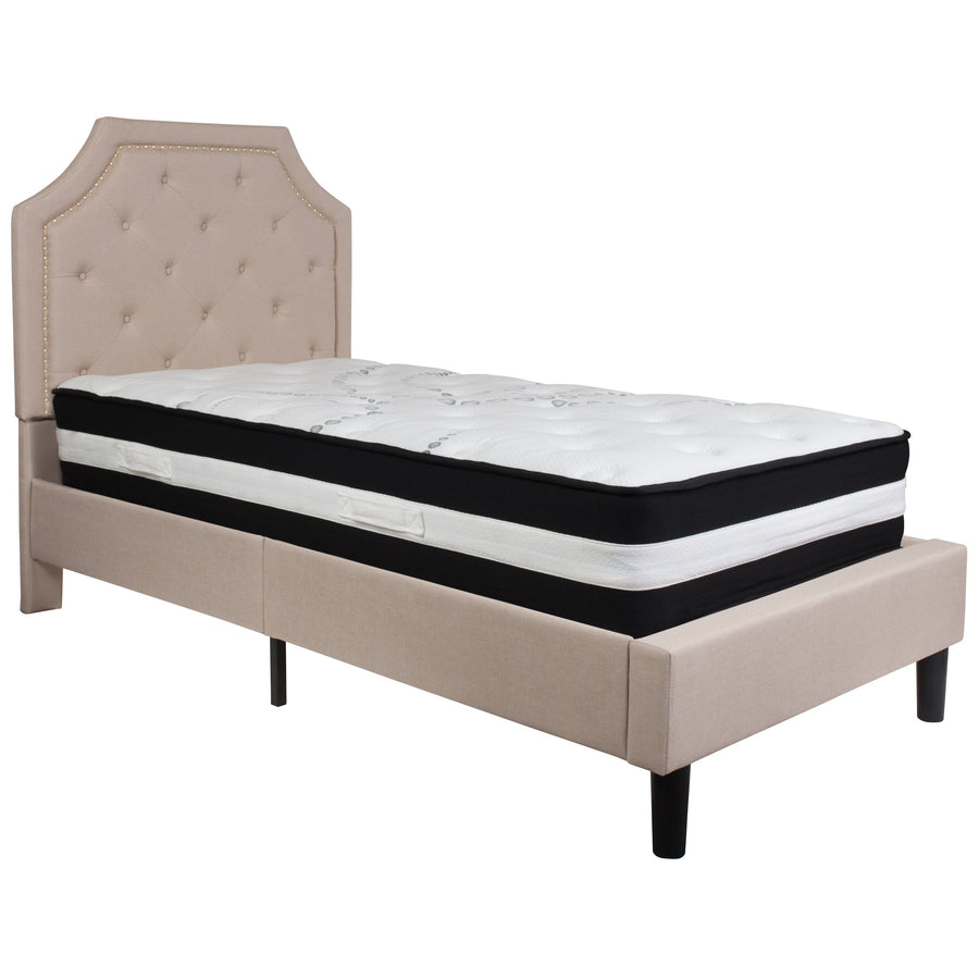 Brighton Arched Tufted Upholstered Platform Bed and Pocket Spring Mattress