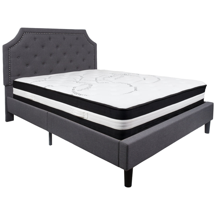 Brighton Arched Tufted Upholstered Platform Bed and Pocket Spring Mattress