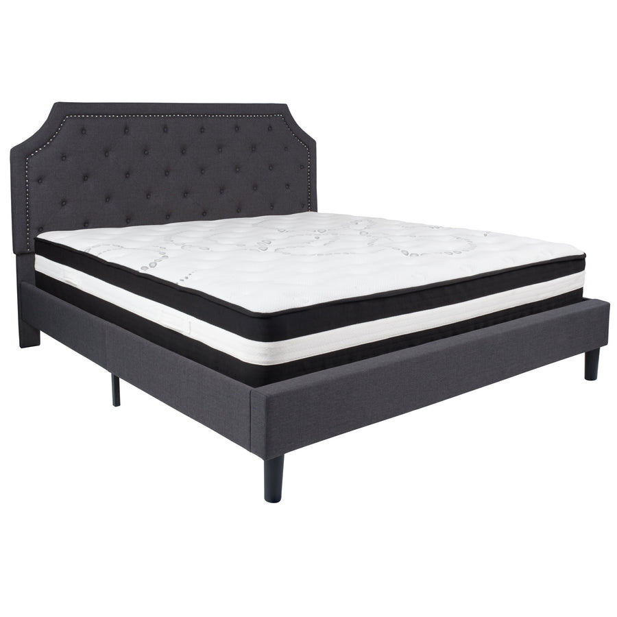 Brighton Arched Tufted Upholstered Platform Bed and Pocket Spring Mattress