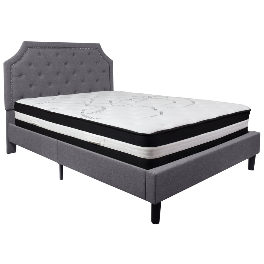 Brighton Arched Tufted Upholstered Platform Bed and Pocket Spring Mattress