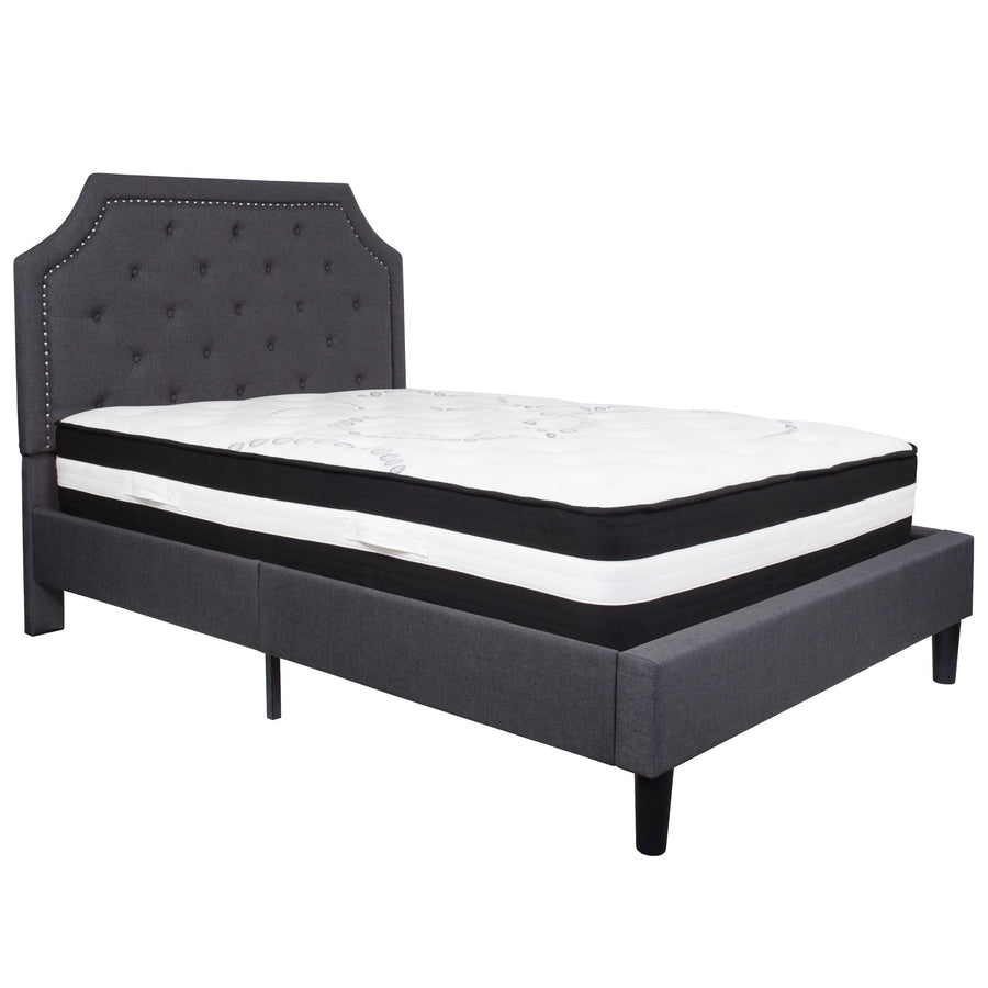 Brighton Arched Tufted Upholstered Platform Bed and Pocket Spring Mattress