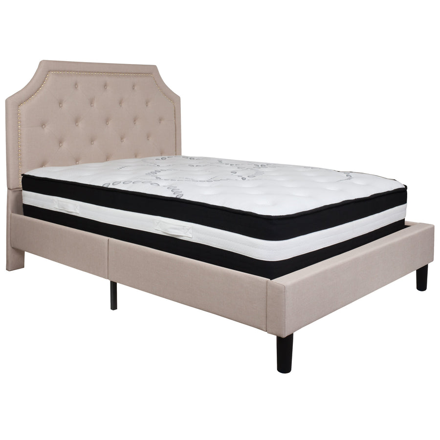 Brighton Arched Tufted Upholstered Platform Bed and Pocket Spring Mattress