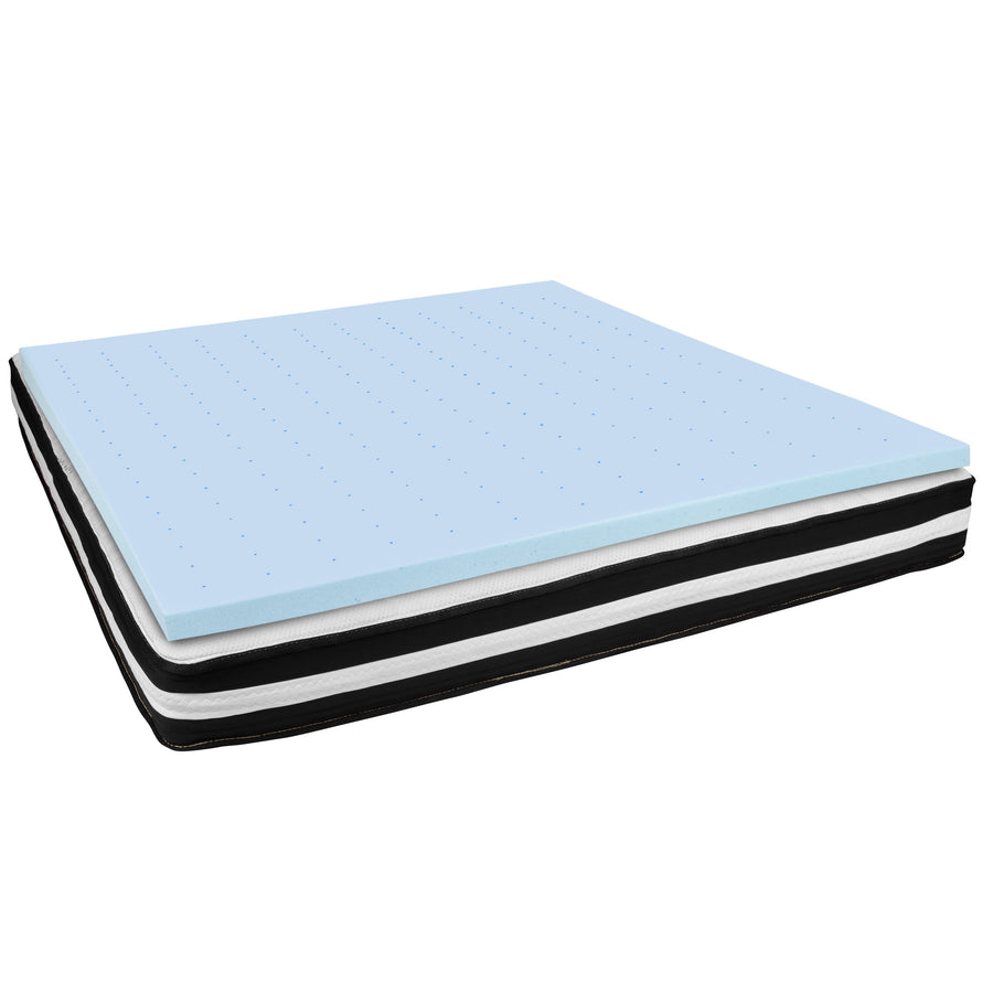 Capri Comfortable Sleep 10 Inch CertiPUR-US Certified Foam Pocket Spring Mattress & 2 inch Gel Memory Foam Topper Bundle
