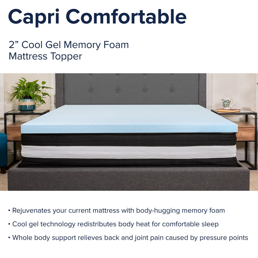 Capri Comfortable Sleep 10 Inch CertiPUR-US Certified Foam Pocket Spring Mattress & 2 inch Gel Memory Foam Topper Bundle