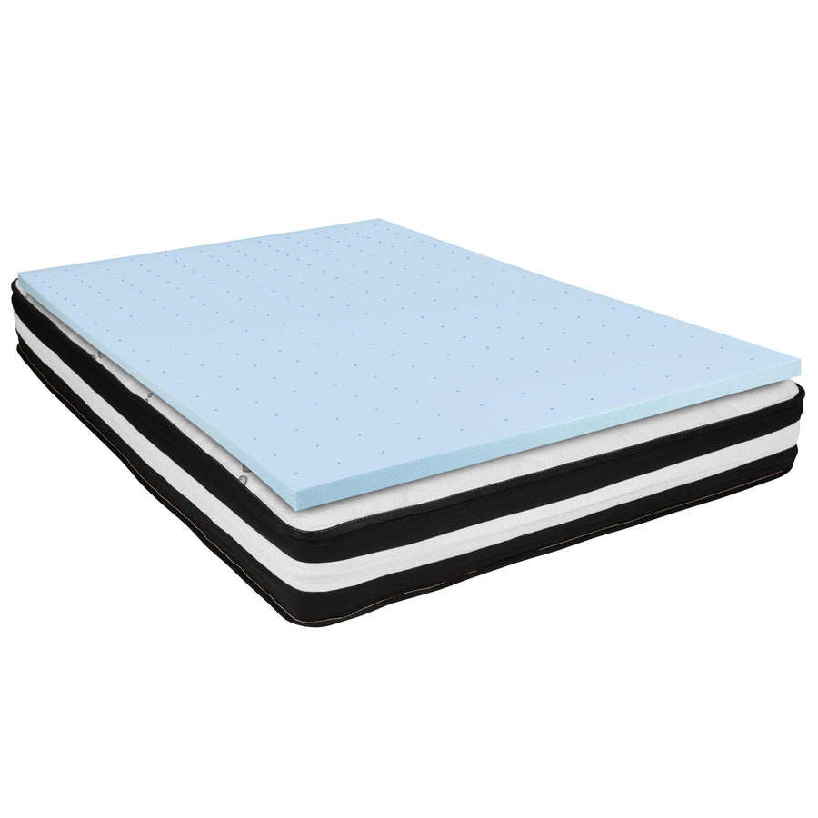 Capri Comfortable Sleep 10 Inch CertiPUR-US Certified Foam Pocket Spring Mattress & 2 inch Gel Memory Foam Topper Bundle