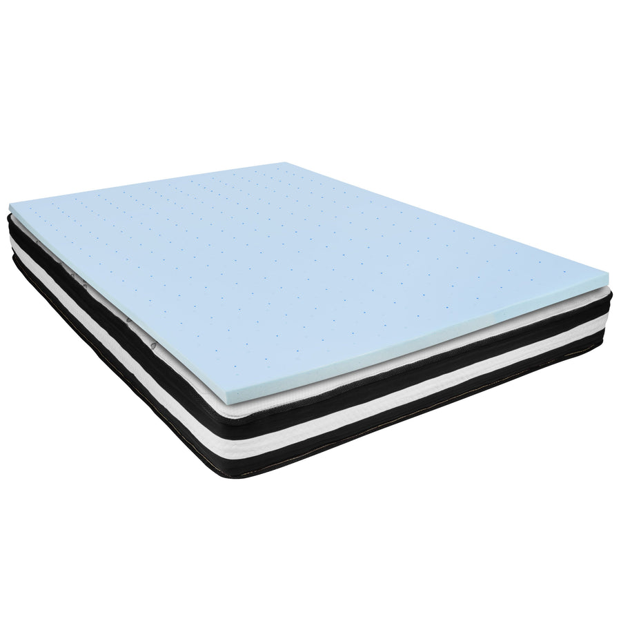 Capri Comfortable Sleep 10 Inch CertiPUR-US Certified Foam Pocket Spring Mattress & 2 inch Gel Memory Foam Topper Bundle