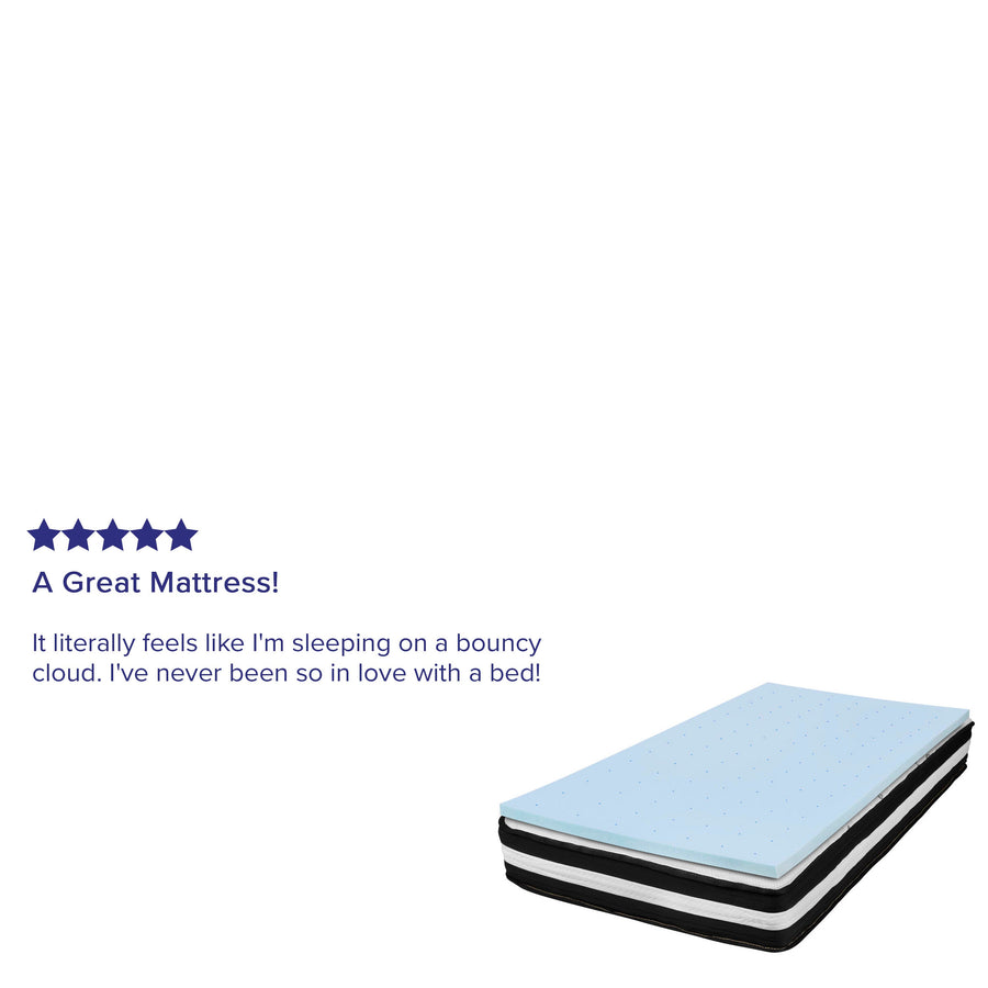 Capri Comfortable Sleep 10 Inch CertiPUR-US Certified Foam Pocket Spring Mattress & 2 inch Gel Memory Foam Topper Bundle