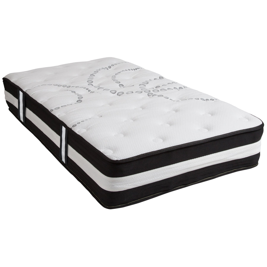 Capri Comfortable Sleep 12 Inch CertiPUR-US Certified Foam Pocket Spring Mattress & 3 inch Gel Memory Foam Topper Bundle