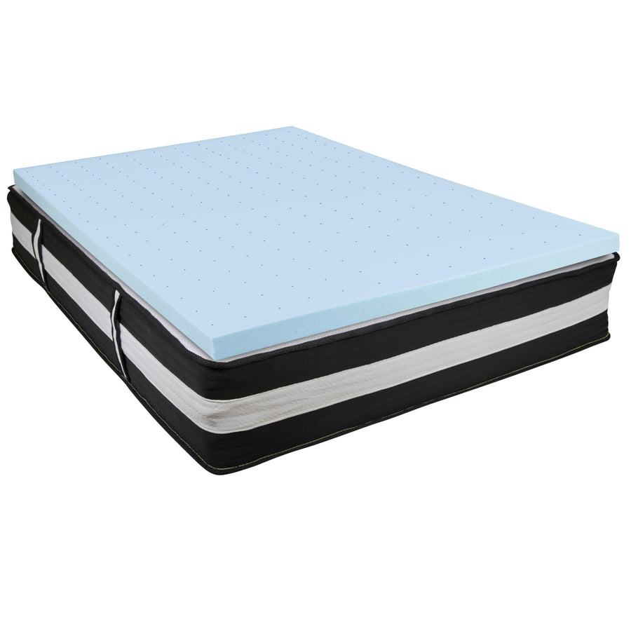 Capri Comfortable Sleep 12 Inch CertiPUR-US Certified Foam Pocket Spring Mattress & 3 inch Gel Memory Foam Topper Bundle