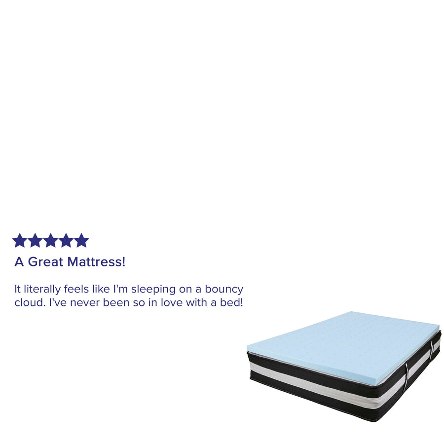 Capri Comfortable Sleep 12 Inch CertiPUR-US Certified Foam Pocket Spring Mattress & 3 inch Gel Memory Foam Topper Bundle
