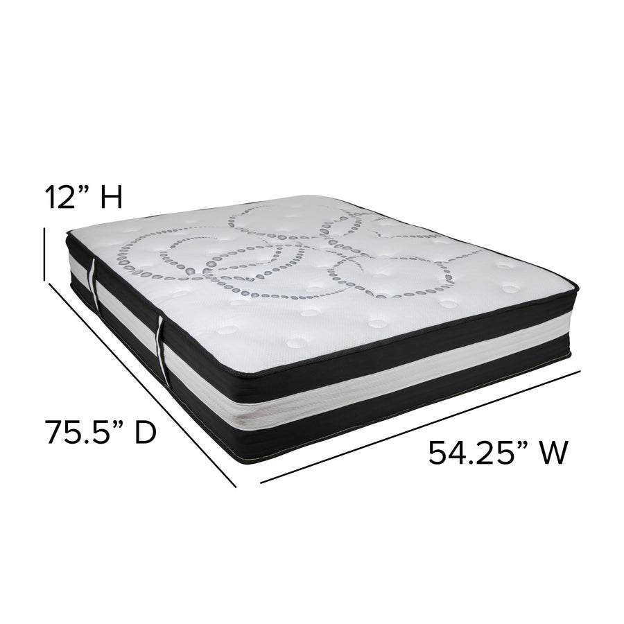 Capri Comfortable Sleep 12 Inch CertiPUR-US Certified Foam Pocket Spring Mattress & 3 inch Gel Memory Foam Topper Bundle