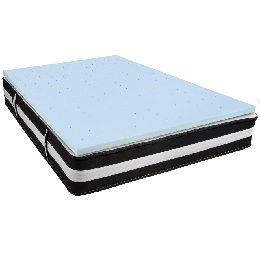 Capri Comfortable Sleep 12 Inch CertiPUR-US Certified Foam Pocket Spring Mattress & 3 inch Gel Memory Foam Topper Bundle
