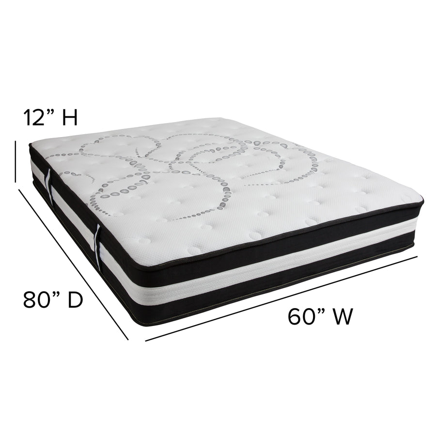 Capri Comfortable Sleep 12 Inch CertiPUR-US Certified Foam Pocket Spring Mattress & 3 inch Gel Memory Foam Topper Bundle
