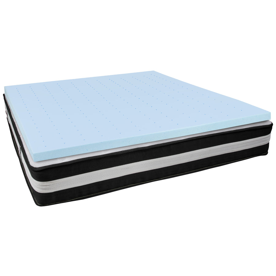 Capri Comfortable Sleep 12 Inch CertiPUR-US Certified Foam Pocket Spring Mattress & 3 inch Gel Memory Foam Topper Bundle