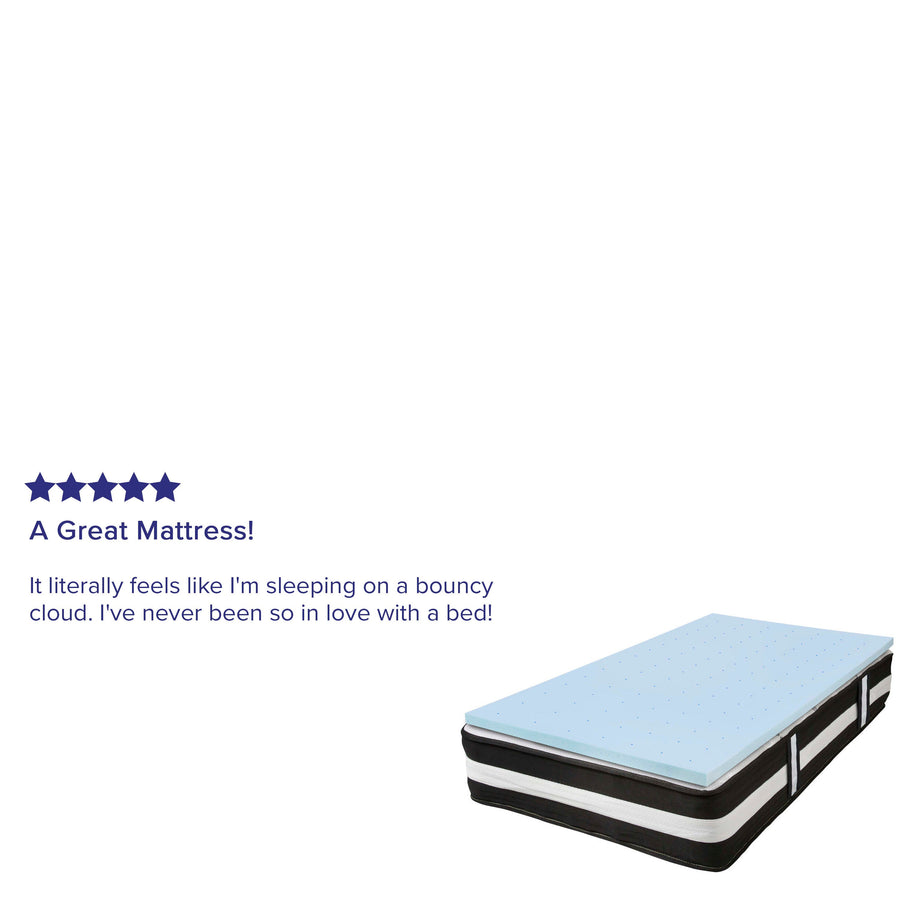 Capri Comfortable Sleep 12 Inch CertiPUR-US Certified Foam and Pocket Spring Mattress with Gel Memory Foam Topper Bundle Set