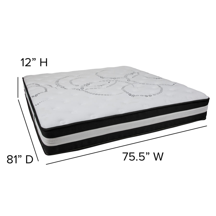 Capri Comfortable Sleep 12 Inch CertiPUR-US Certified Foam and Pocket Spring Mattress with Gel Memory Foam Topper Bundle Set