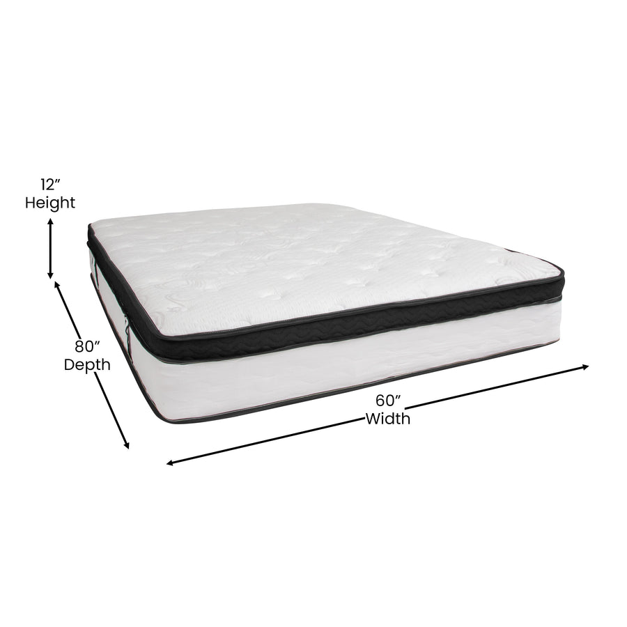 Capri Comfortable Sleep 12 Inch CertiPUR-US Certified Memory Foam & Pocket Spring Mattress, Mattress in a Box