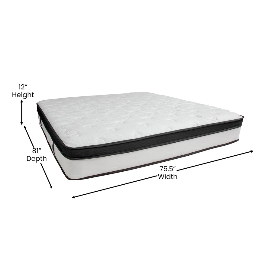Capri Comfortable Sleep 12 Inch CertiPUR-US Certified Memory Foam & Pocket Spring Mattress, Mattress in a Box
