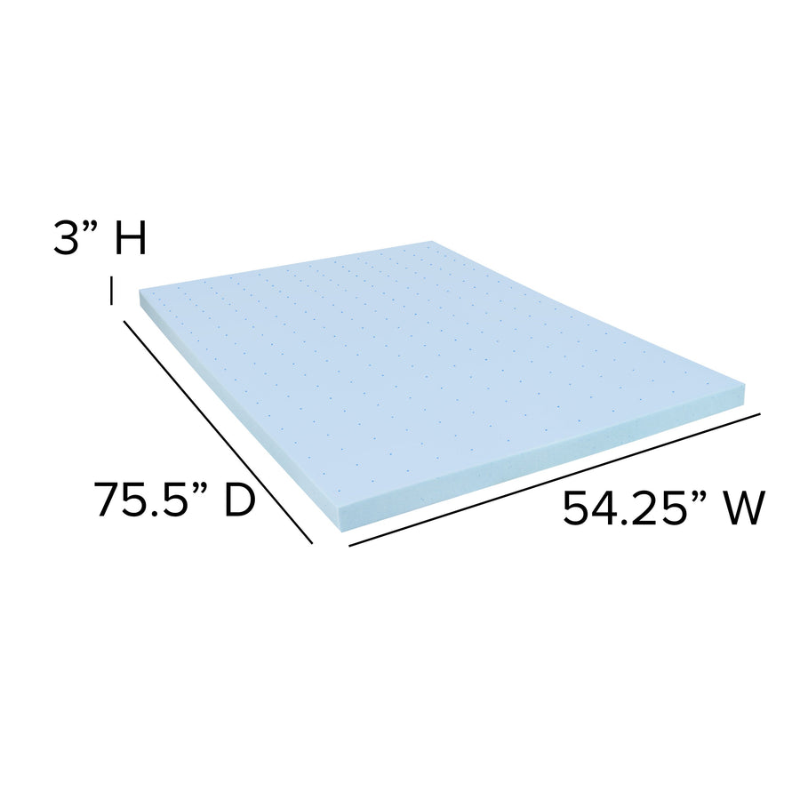 Capri Comfortable Sleep 3 inch Cool Gel Memory Foam Mattress Topper
