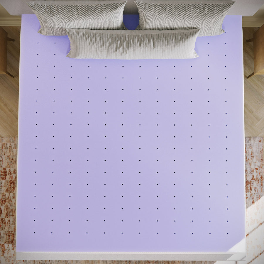 Capri Comfortable Sleep Lavender Infused Memory Foam Mattress Topper with Ventilated Design and CertiPUR-US Certified Foam