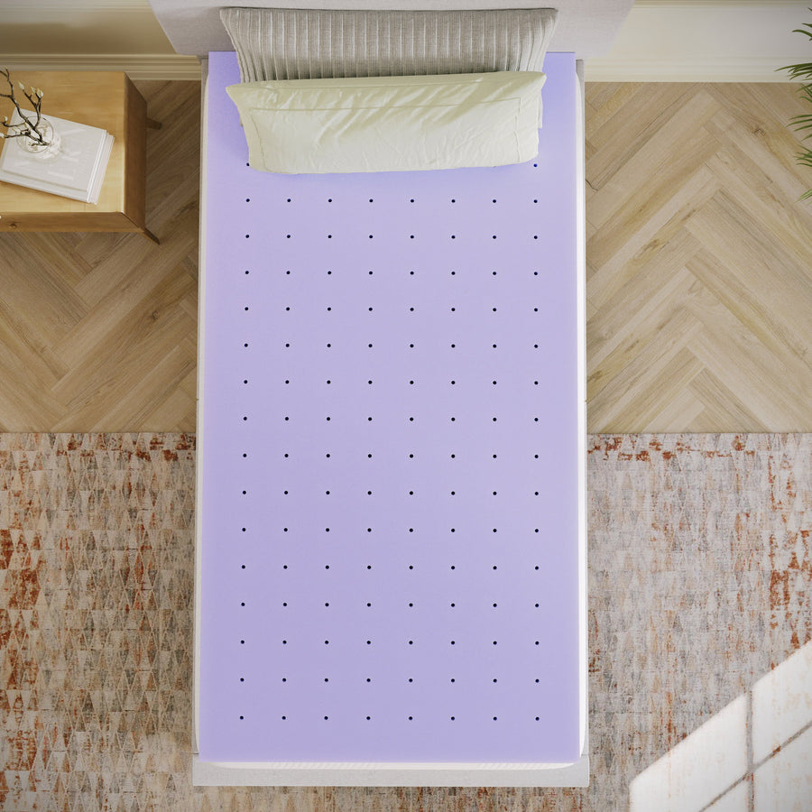Capri Comfortable Sleep Lavender Infused Memory Foam Mattress Topper with Ventilated Design and CertiPUR-US Certified Foam