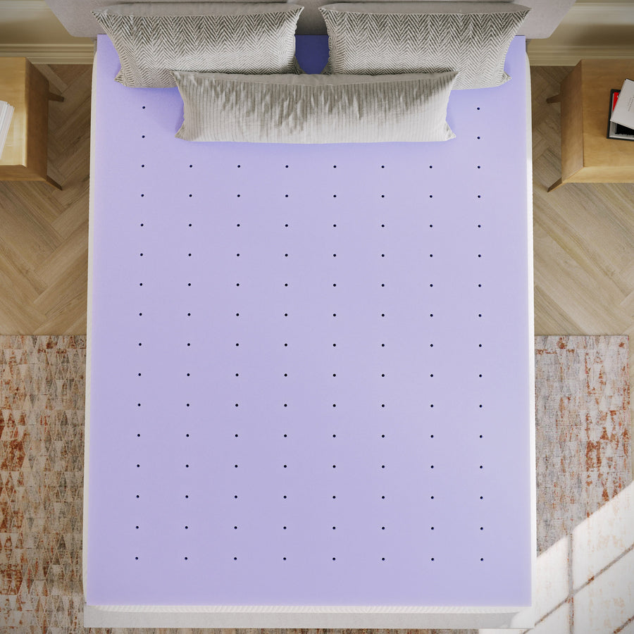 Capri Comfortable Sleep Lavender Infused Memory Foam Mattress Topper with Ventilated Design and CertiPUR-US Certified Foam