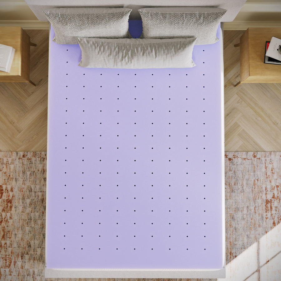 Capri Comfortable Sleep Lavender Infused Memory Foam Mattress Topper with Ventilated Design and CertiPUR-US Certified Foam
