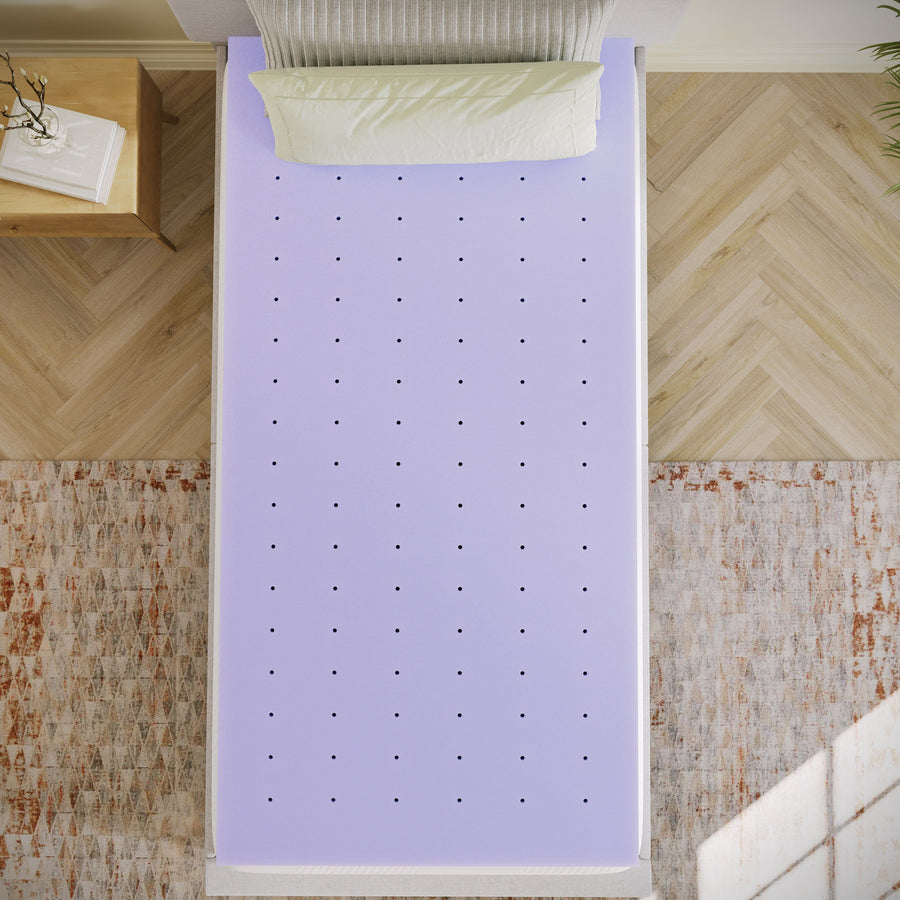 Capri Comfortable Sleep Lavender Infused Memory Foam Mattress Topper with Ventilated Design and CertiPUR-US Certified Foam
