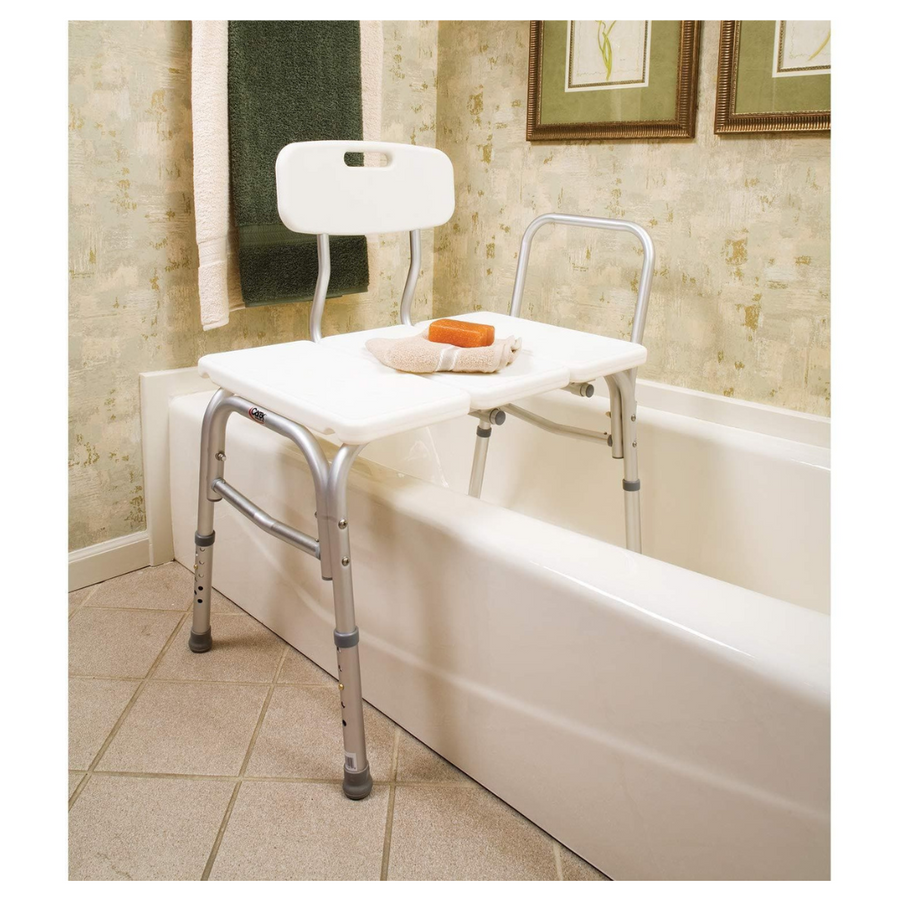 Carex Bathtub Transfer Bench with Height Adjustable Legs - Convertible to Right or Left Hand Entry